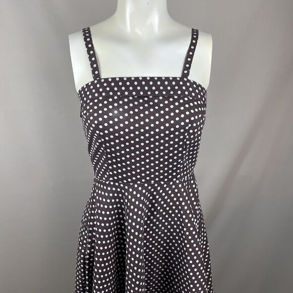 Stop Staring! Full Circle Sun Dress Women's SM Brown Polka Dot Swing Retro Vtg - Picture 3 of 14